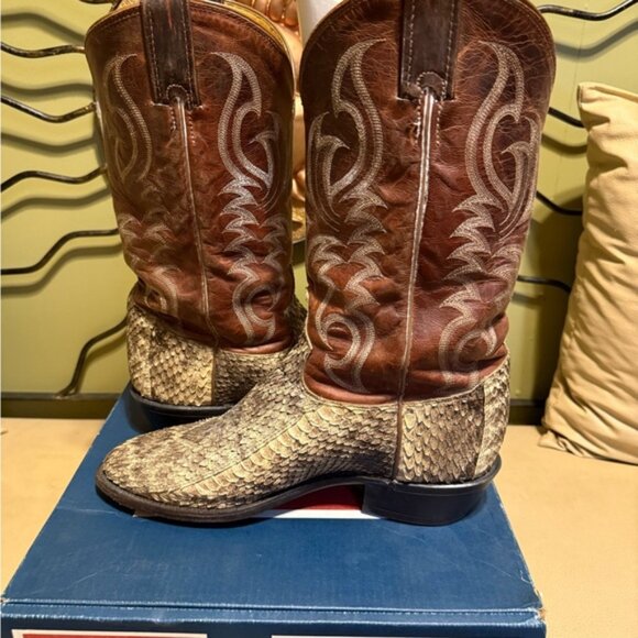 Tony Lama Brown and Tan Snakeskin Boots main image 7